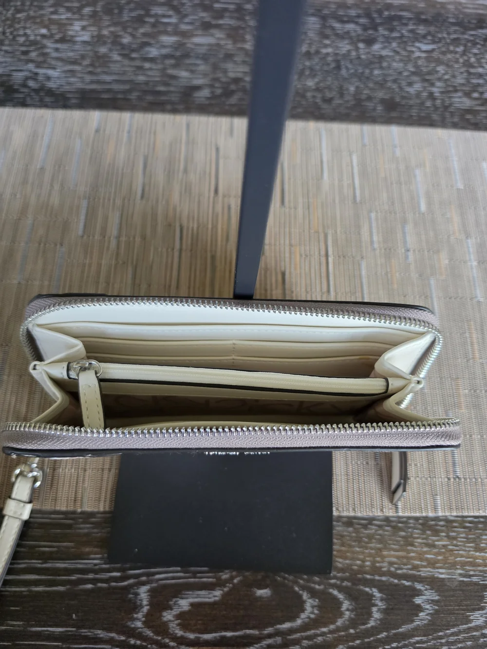Calvin Klein Beige Signature Tote Bag with Wristlet Full Size Wallet
